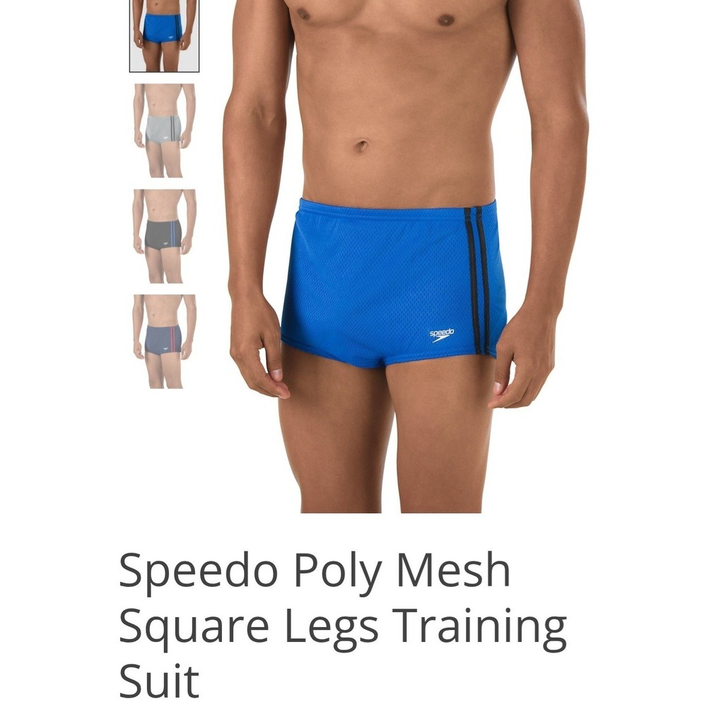 Speedo Racing Swim Briefs Mens Size 38 Sapphire Blue Mesh Training Suit NWT